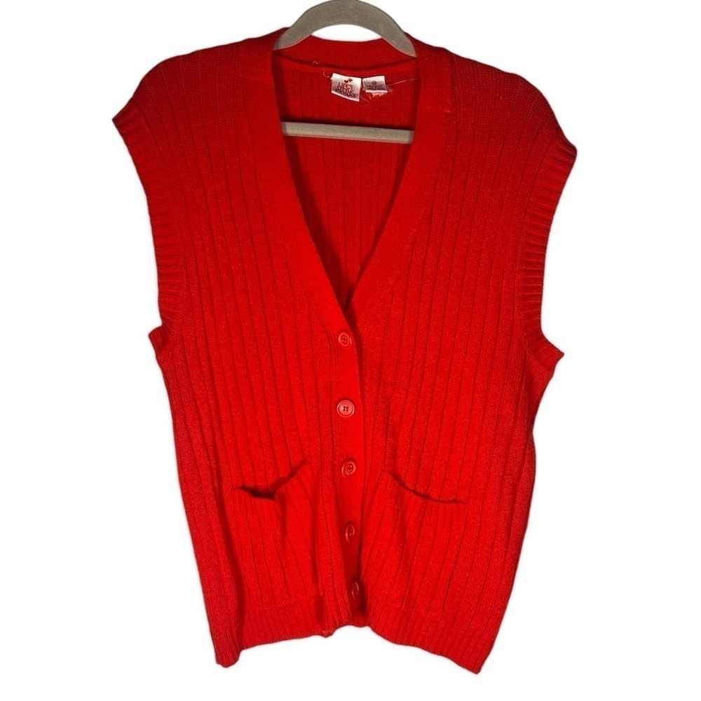 Vintage Life’s Little Extras Ribbed Button Front Sweater Vest Size 46 (medium)